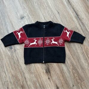 ⭐️2/$10 Children’s Place Christmas Cardigan Sweater Zip Up Baby Boy 12 Months